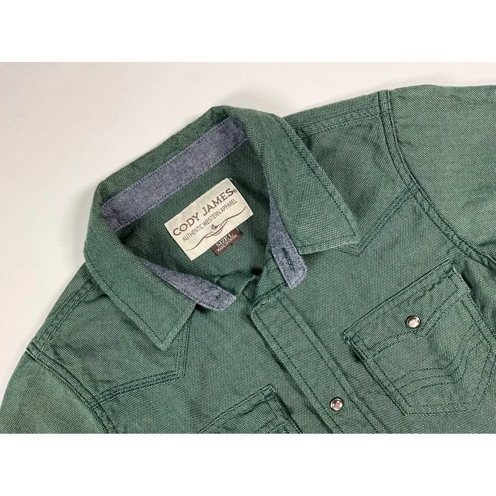 Cody James Boys' Forest Green Cotton Long Sleeve Snap Button Shirt Size Large